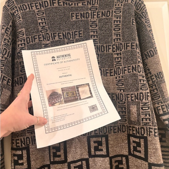 FENDI Zucca Unisex Brown FF Logo Wool Knitted Sweater W/ COA - Picture 13 of 14